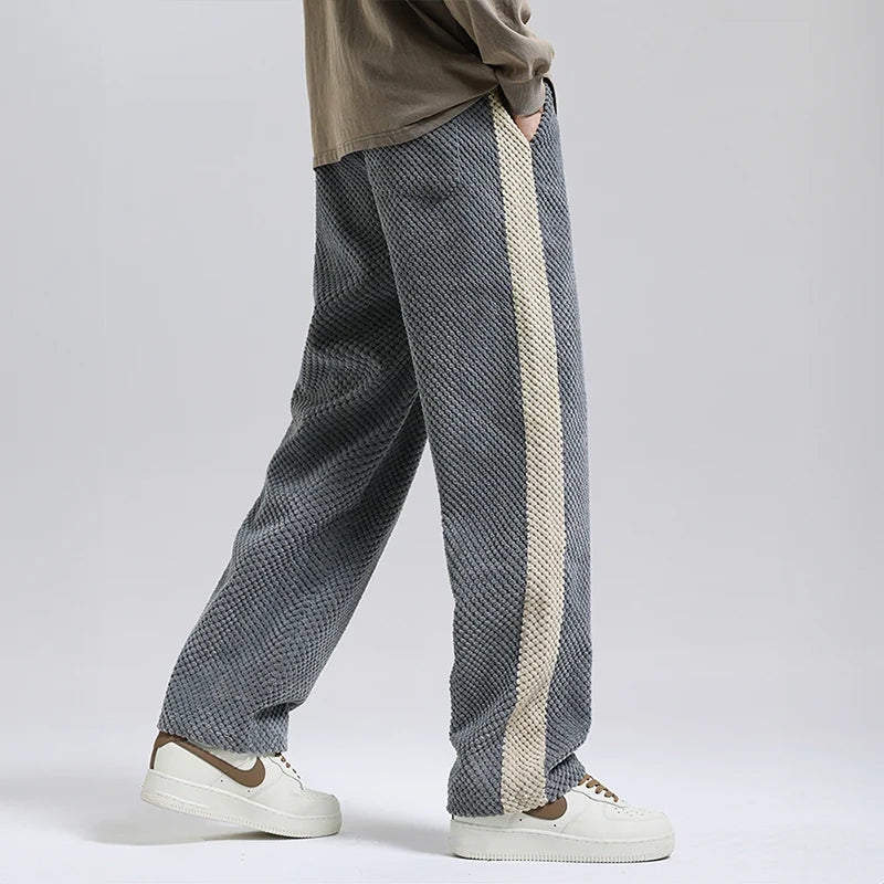 Heren Loungebroek met 3D-Textuur en Sportieve Streep 2