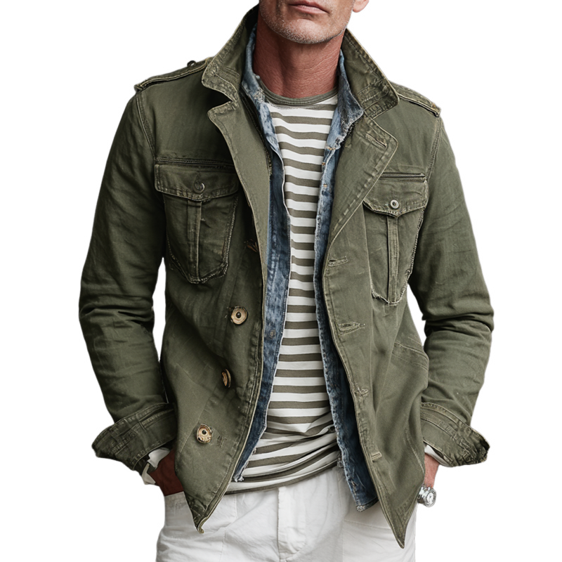 Heren Multi-Pocket Jas Militaire Stijl 1