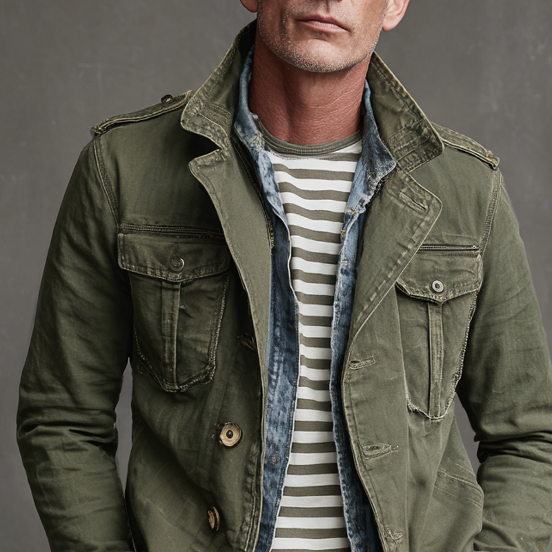 Heren Multi-Pocket Jas Militaire Stijl 2