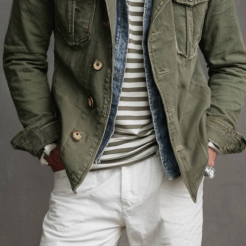 Heren Multi-Pocket Jas Militaire Stijl 3