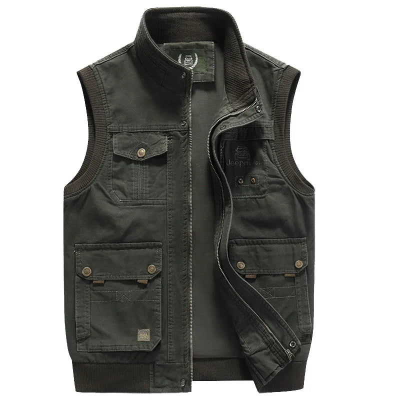 Heren Multi-Pocket Vest Vintage Stijl 0
