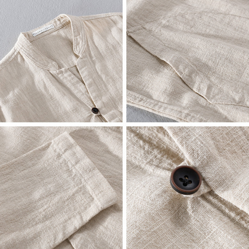 Heren Overhemd Casual Met Opstaande Kraag en Zakdetail 6
