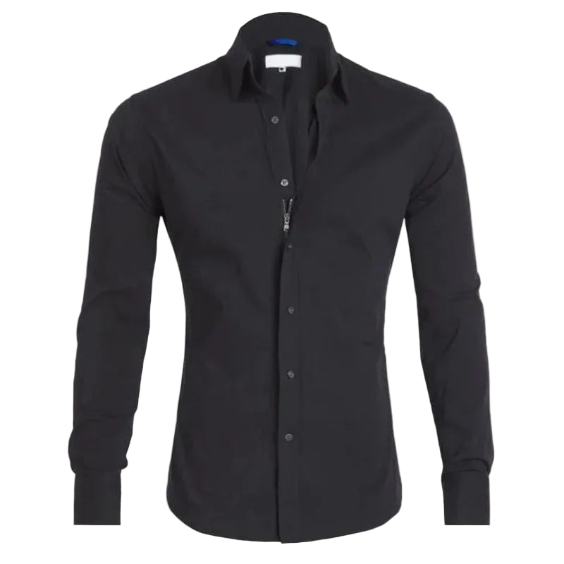 Heren Overhemd Casual Met Ritssluiting Moderne Stijl 0