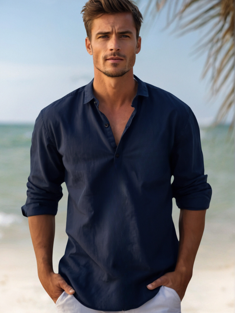 Heren Overhemd Casual Open Kraag Stijlvolle Zomerlook 1