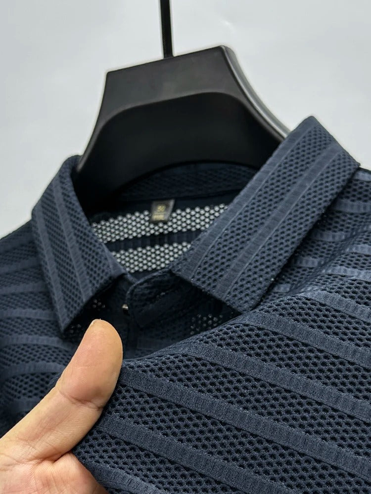 Heren Overhemd Casual Zijden Mesh 4