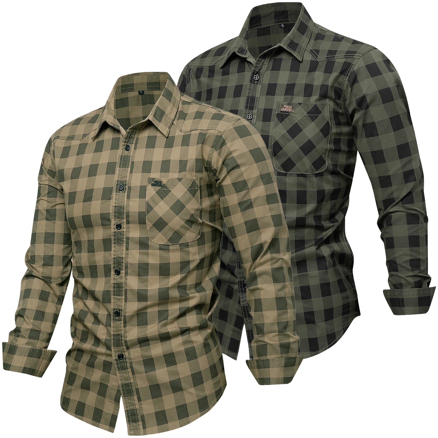 Heren Overhemd Geruit Casual Katoen Met Knopen Langere Mouwen 0