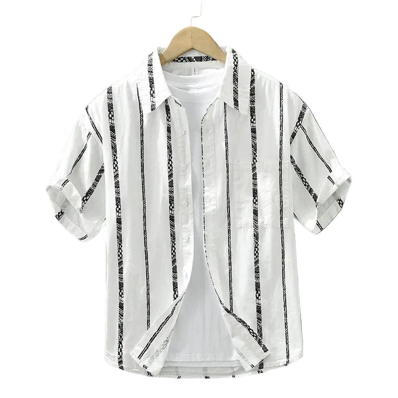 Heren Overhemd Gestreept Casual Korte Mouwen Moderne Snit 0