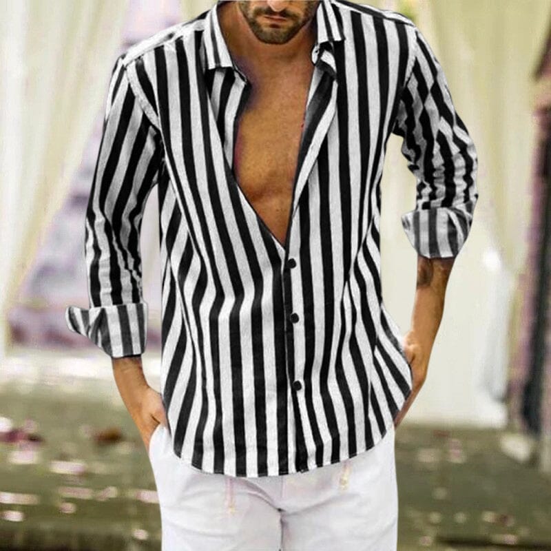 Heren Overhemd Gestreept Casual Stijl 1