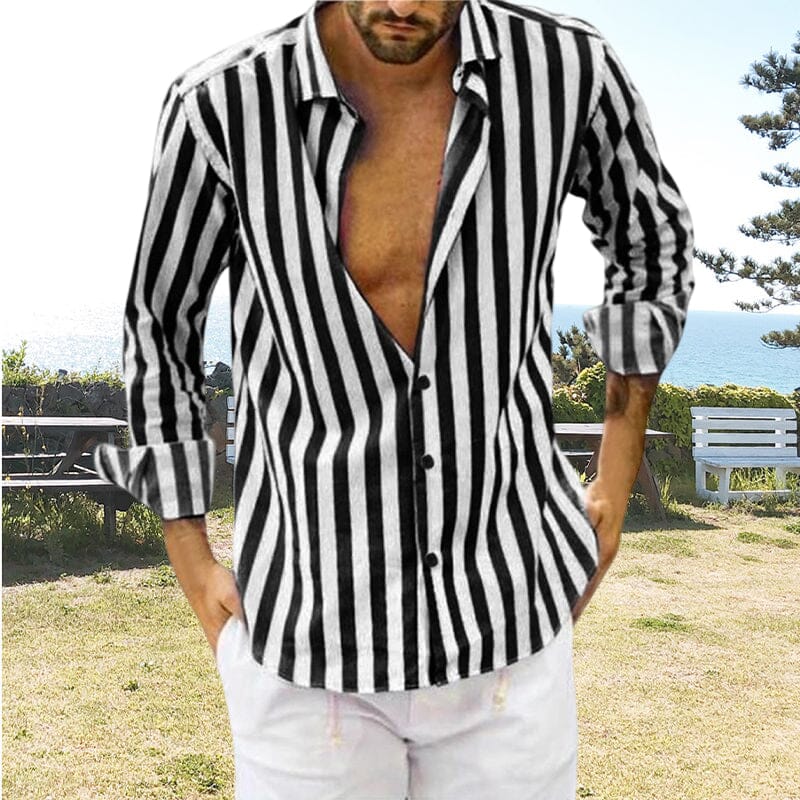 Heren Overhemd Gestreept Casual Stijl 6