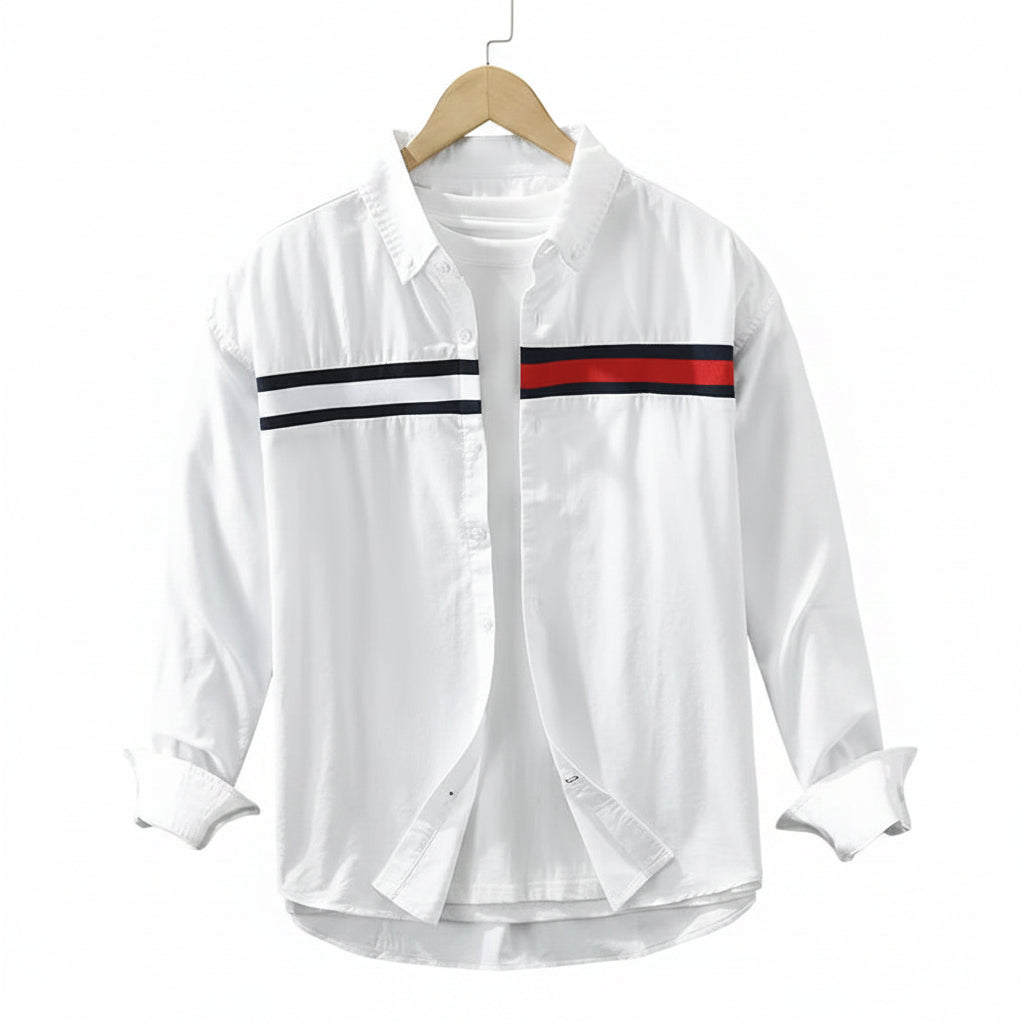 Heren Overhemd Knoopsluiting Casual Met Kleurblokdetail 0