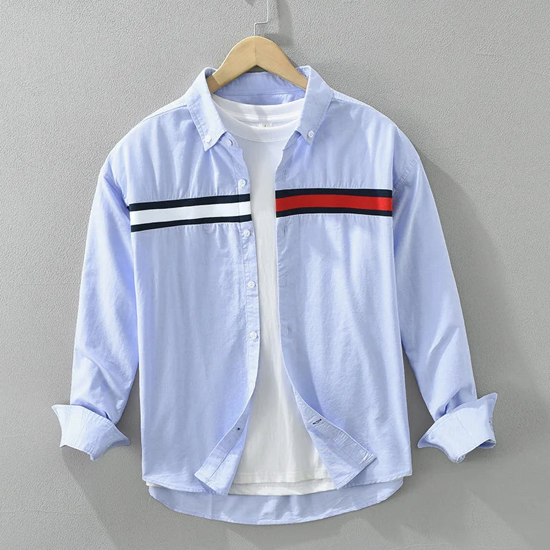 Heren Overhemd Knoopsluiting Casual Met Kleurblokdetail 1