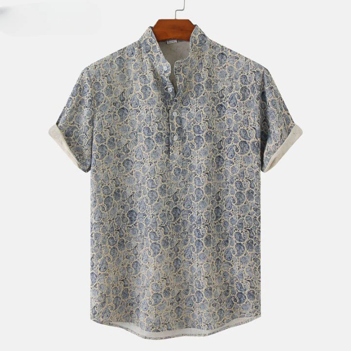 Heren Overhemd Korte Mouwen Bloemenprint Casual 2