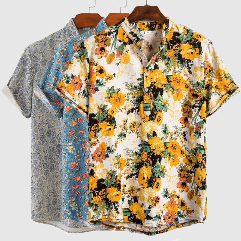 Heren Overhemd Korte Mouwen Bloemenprint Casual 4