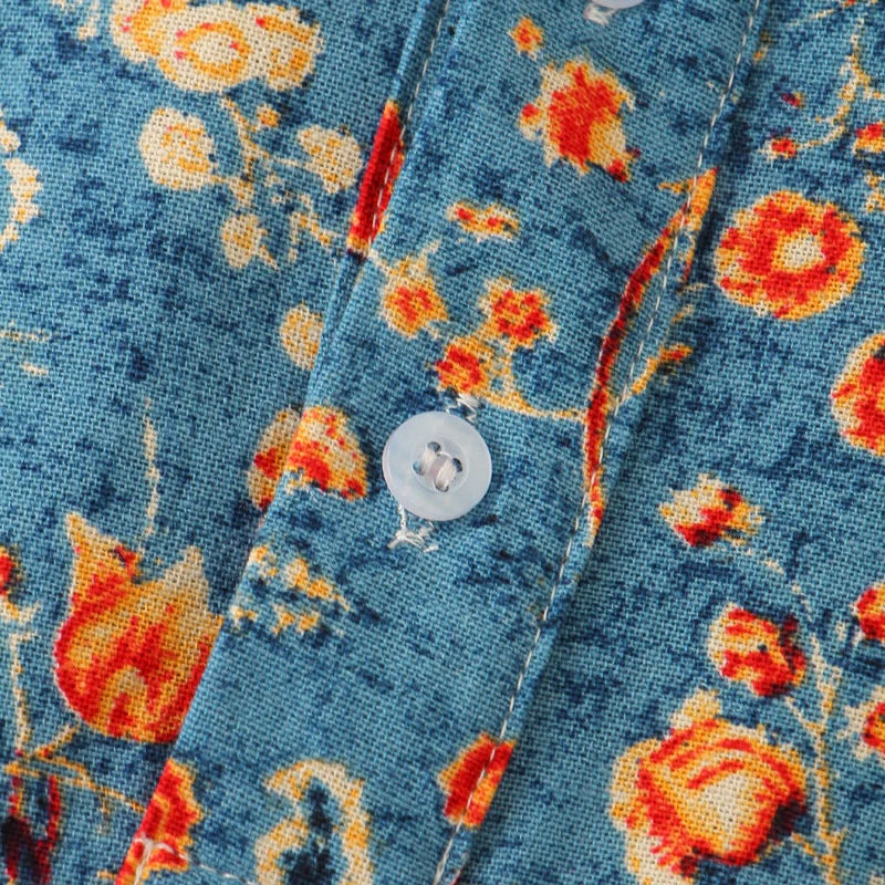 Heren Overhemd Korte Mouwen Bloemenprint Casual 6
