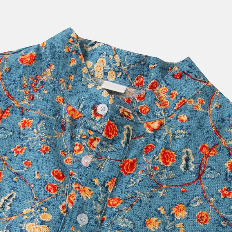 Heren Overhemd Korte Mouwen Bloemenprint Casual 7