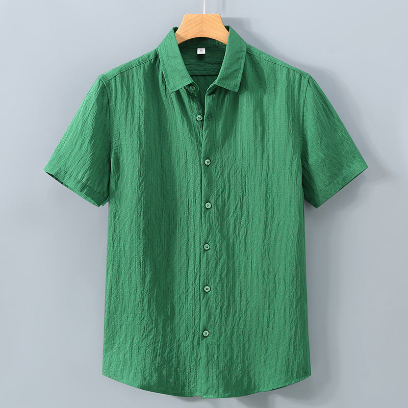 Heren Overhemd Korte Mouwen Casual Stijl met Getextureerde Streepstructuur 1