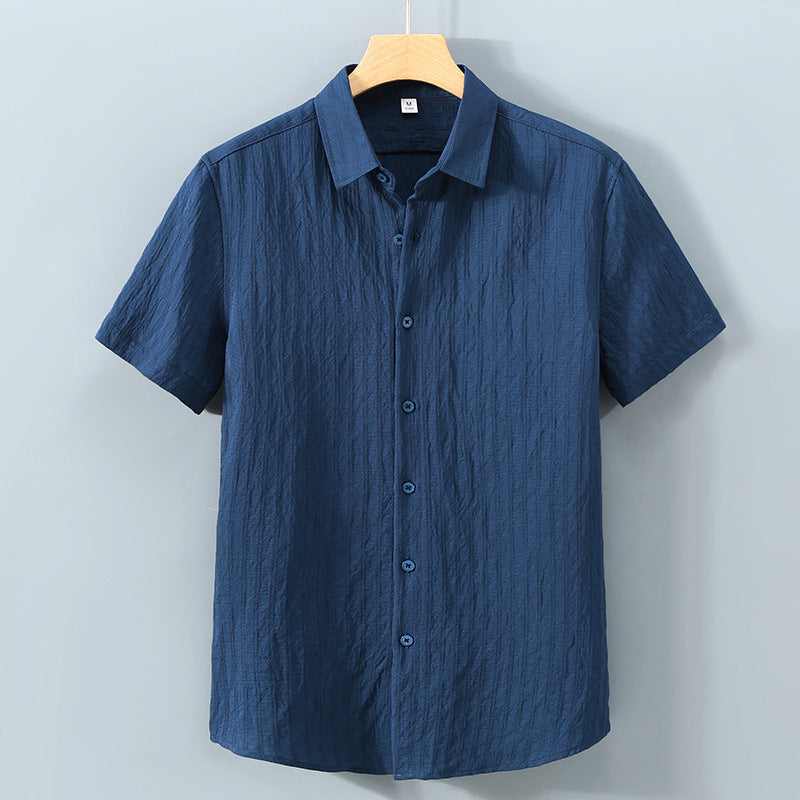 Heren Overhemd Korte Mouwen Casual Stijl met Getextureerde Streepstructuur 4