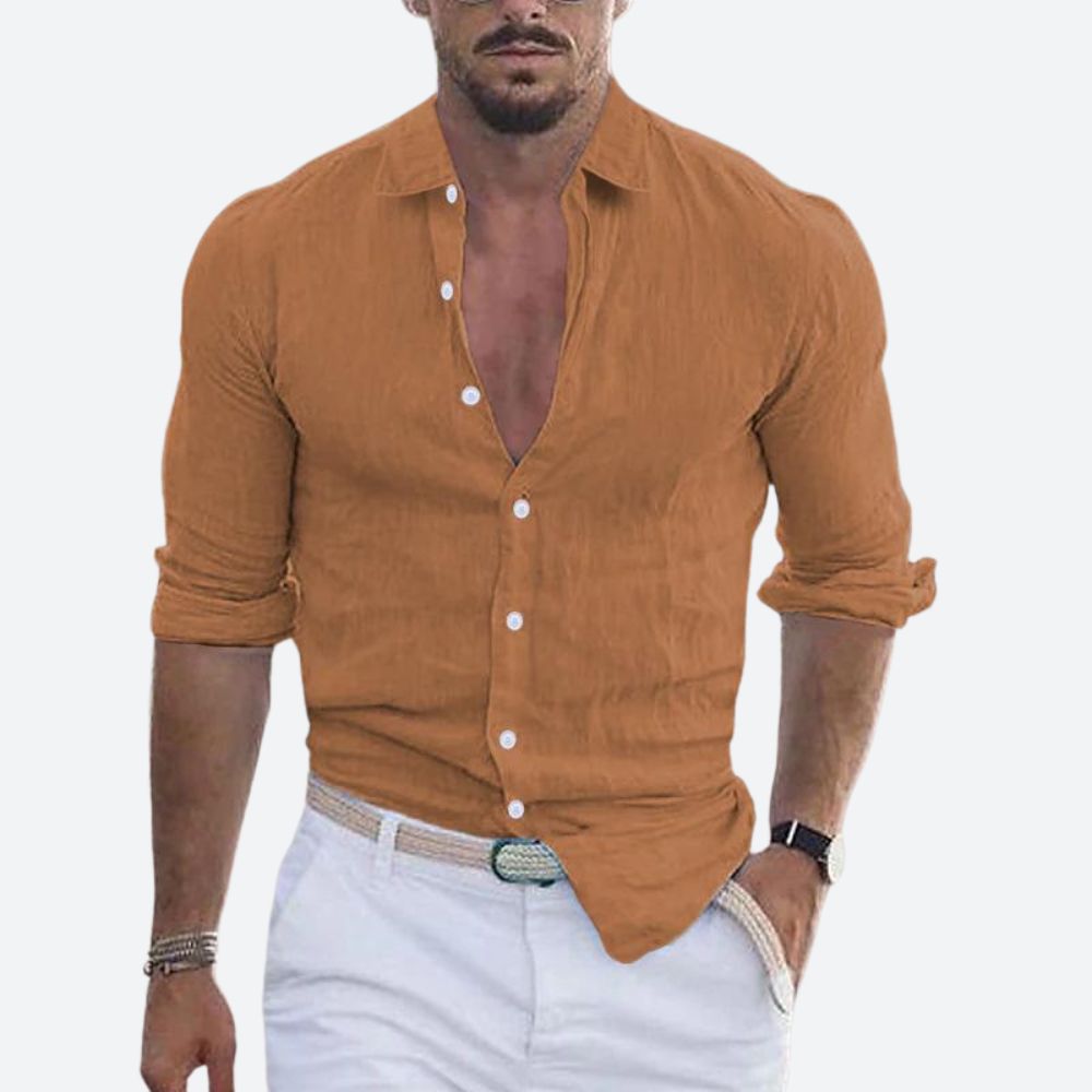 Heren Overhemd Lange Mouw Relaxed Fit Met Turn-Down Kraag 2