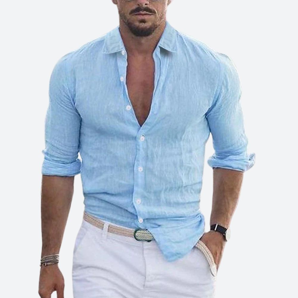 Heren Overhemd Lange Mouw Relaxed Fit Met Turn-Down Kraag 3
