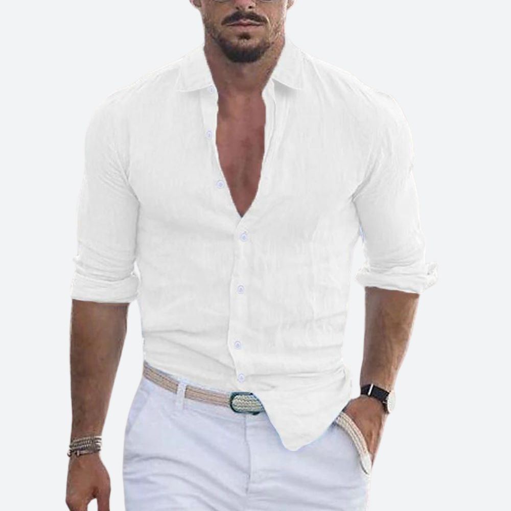 Heren Overhemd Lange Mouw Relaxed Fit Met Turn-Down Kraag 4