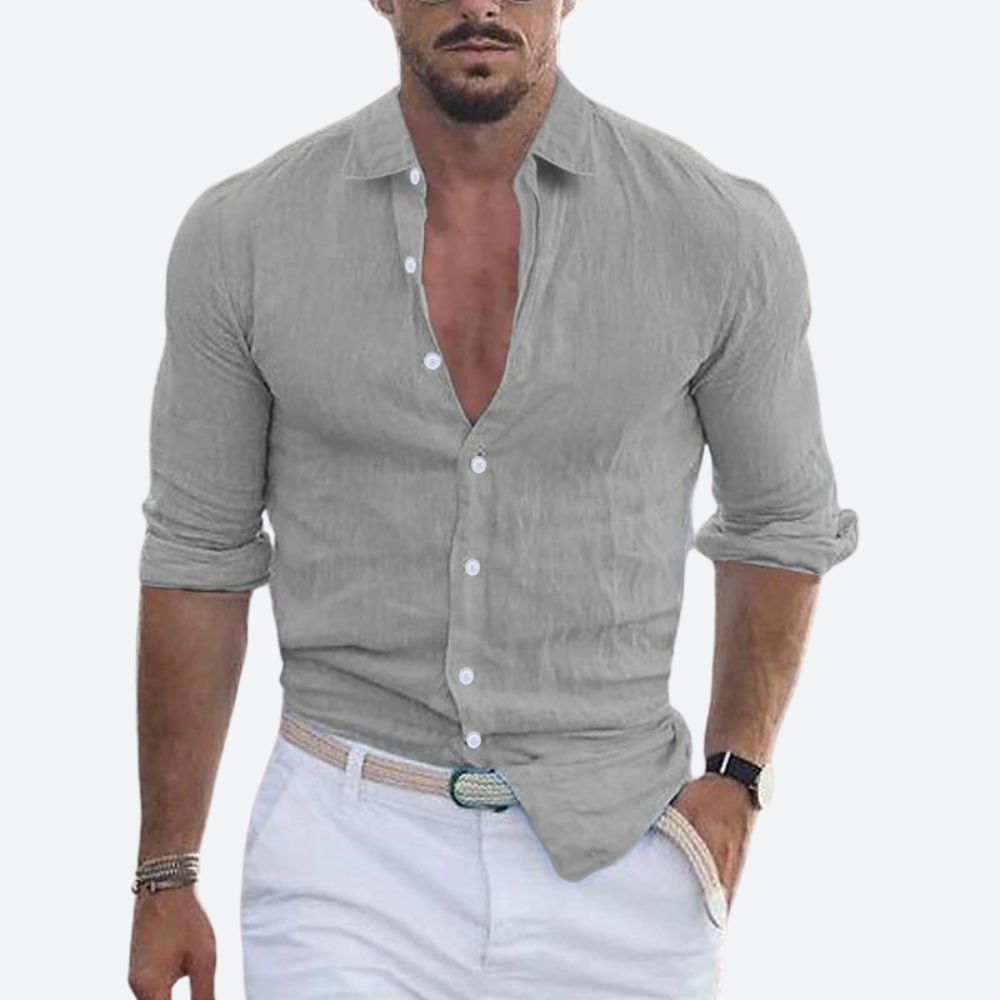 Heren Overhemd Lange Mouw Relaxed Fit Met Turn-Down Kraag 5
