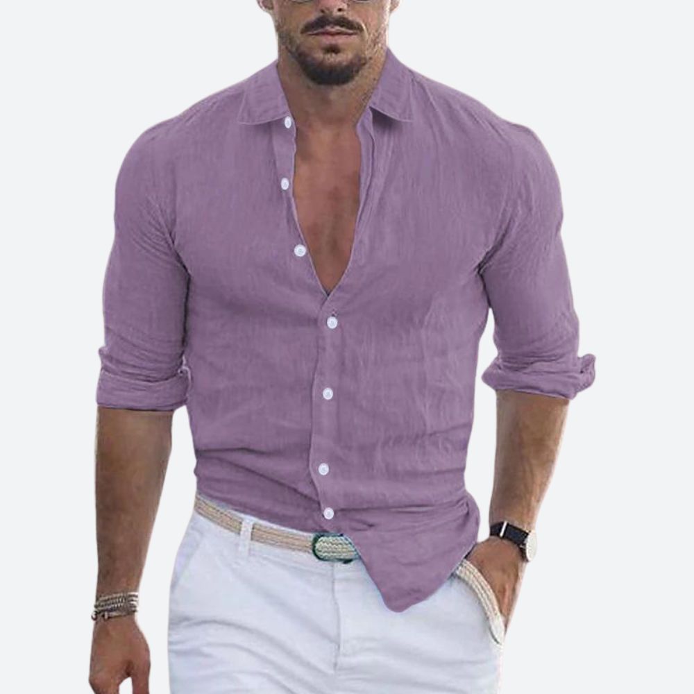 Heren Overhemd Lange Mouw Relaxed Fit Met Turn-Down Kraag 8