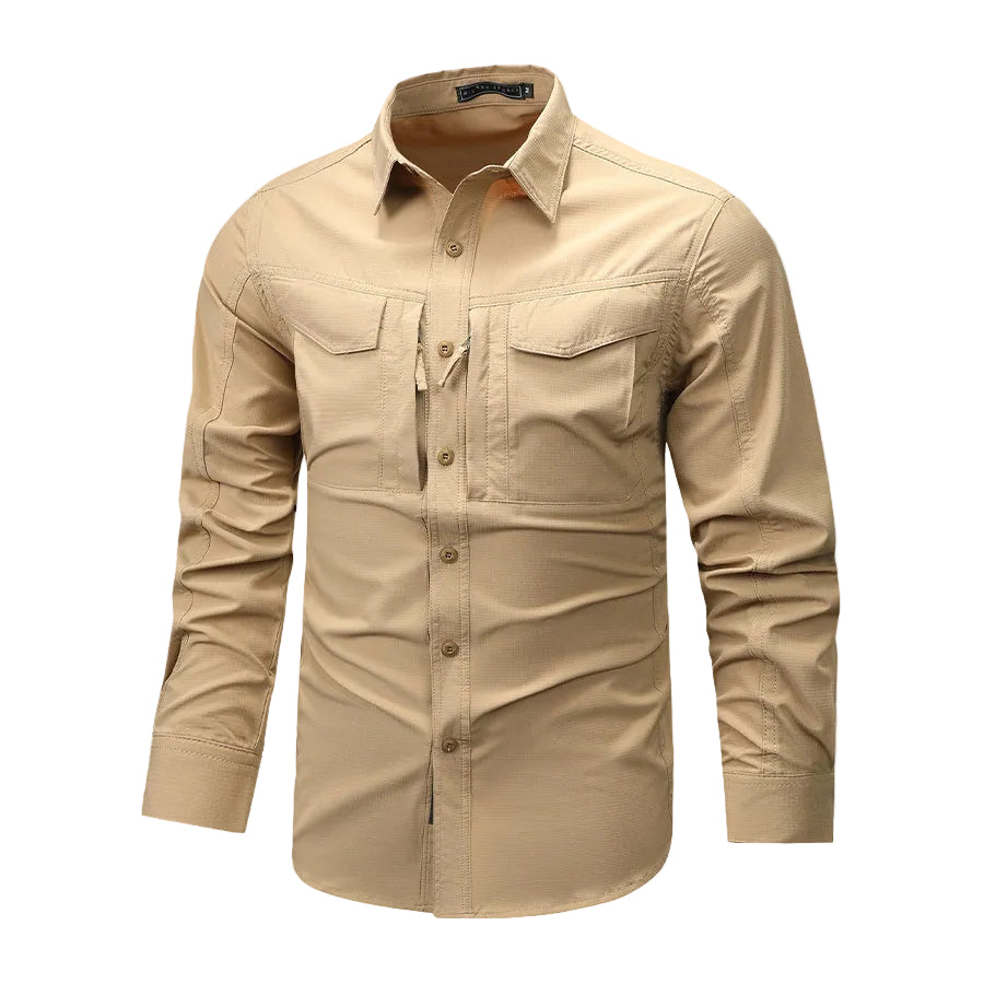 Heren Overhemd Lange Mouwen Casual Stijl Met Meerdere Zakken 0