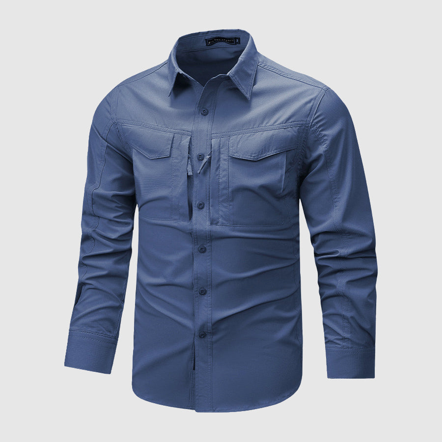 Heren Overhemd Lange Mouwen Casual Stijl Met Meerdere Zakken 2