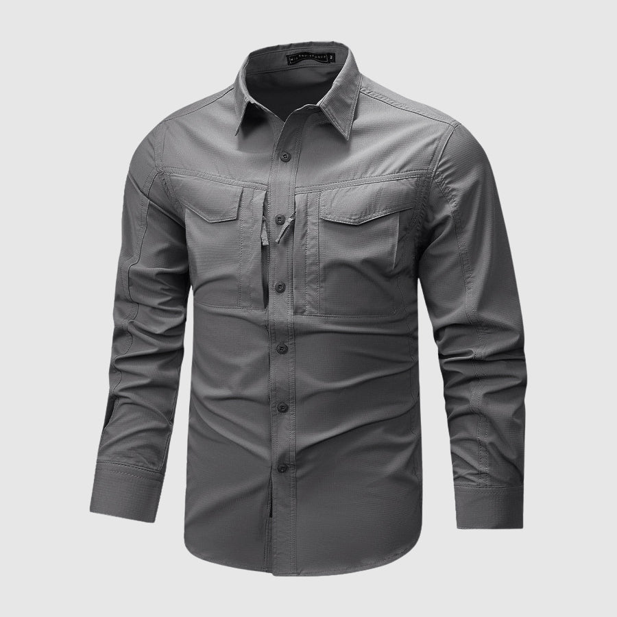 Heren Overhemd Lange Mouwen Casual Stijl Met Meerdere Zakken 3