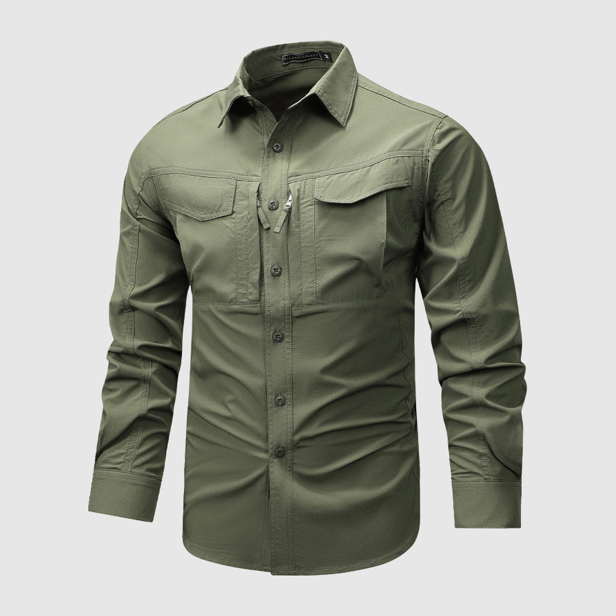 Heren Overhemd Lange Mouwen Casual Stijl Met Meerdere Zakken 4