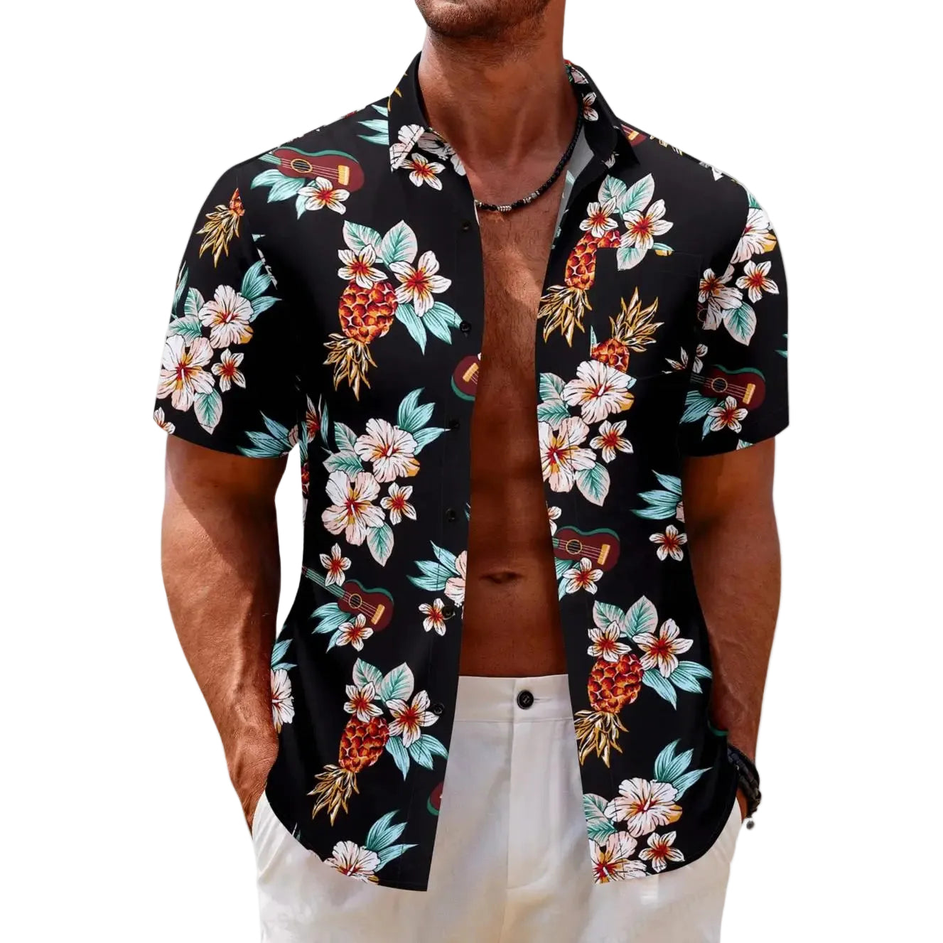 Heren Overhemd Tropische Bloemenprint 0