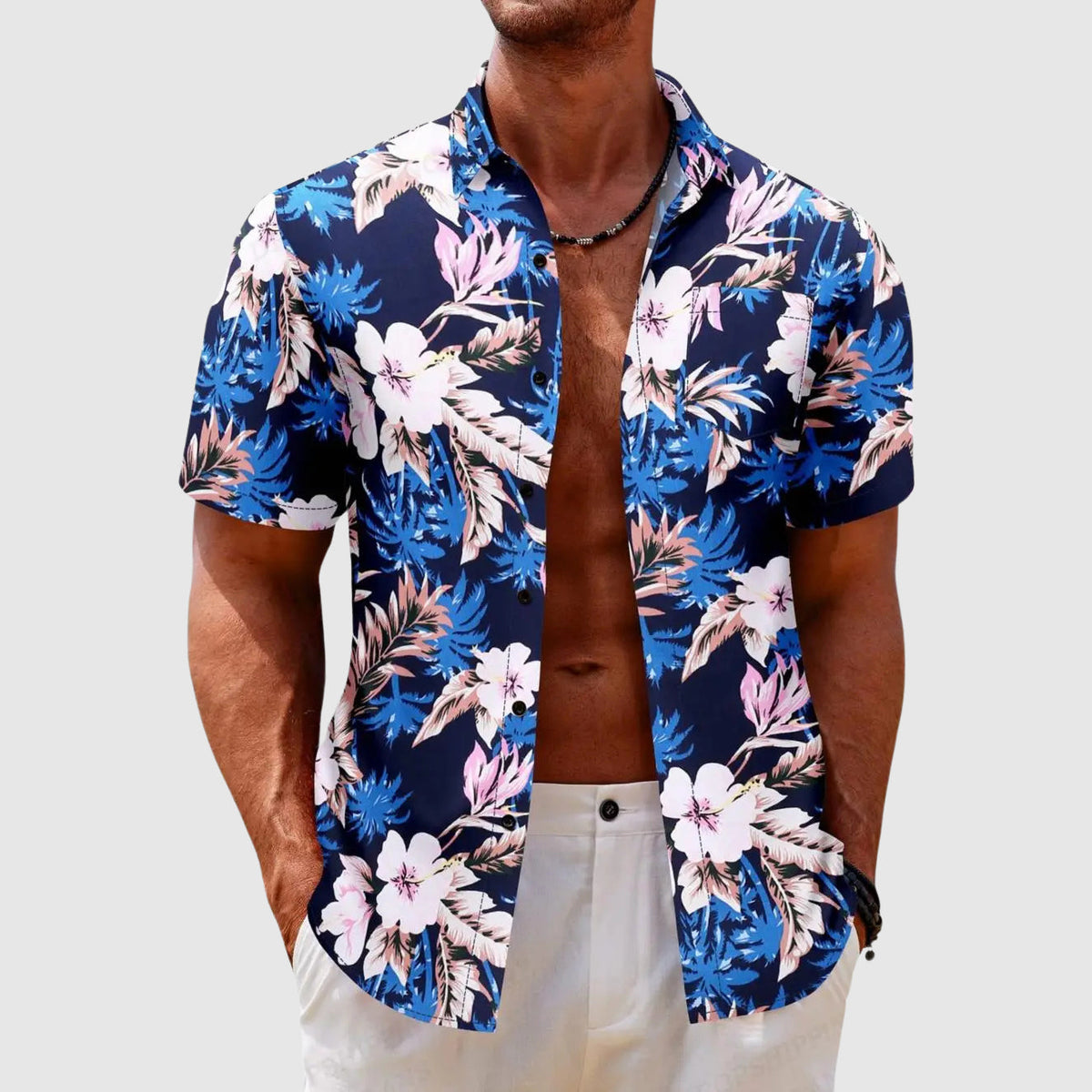 Heren Overhemd Tropische Bloemenprint 1