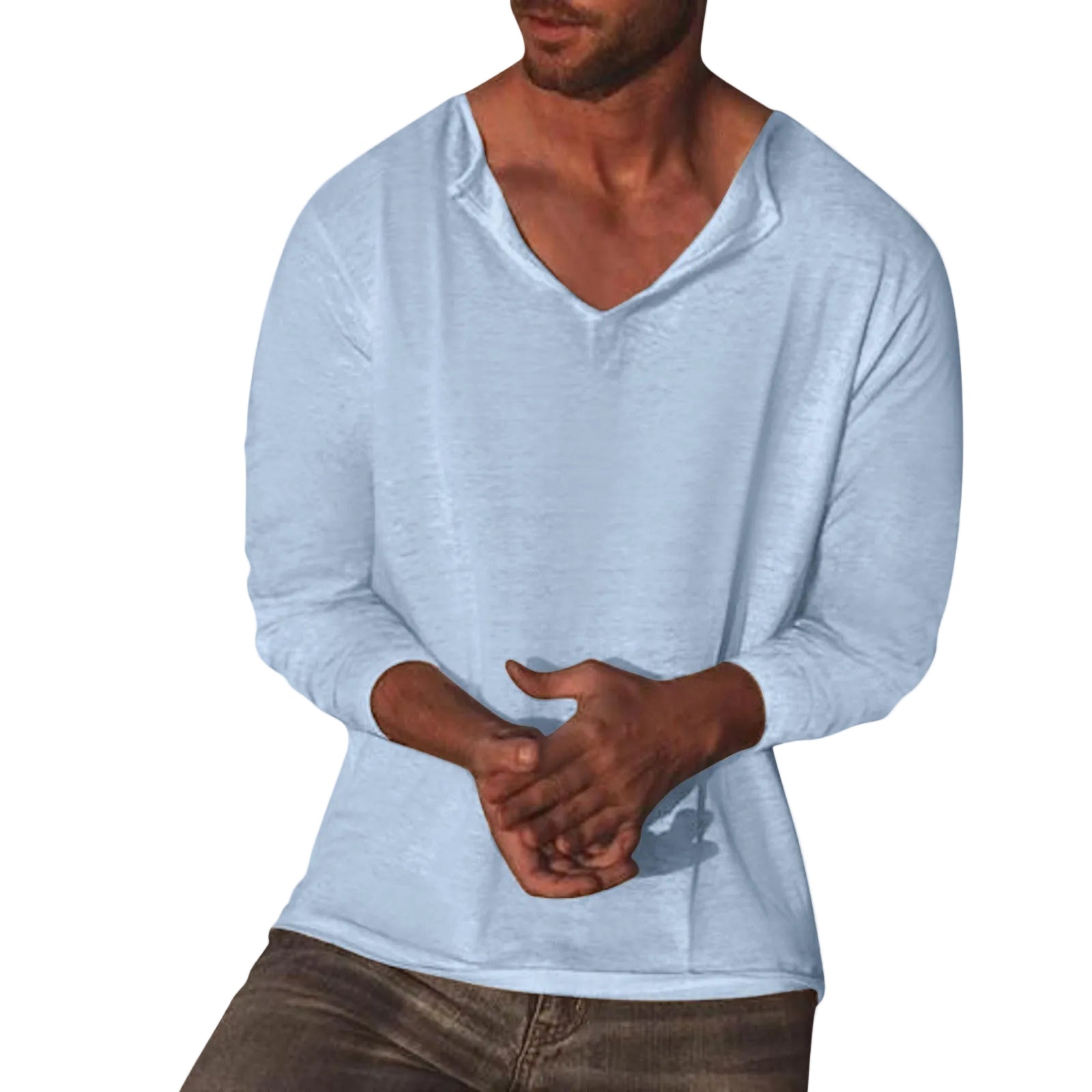 Heren Overhemd V-hals Casual Stijl 0
