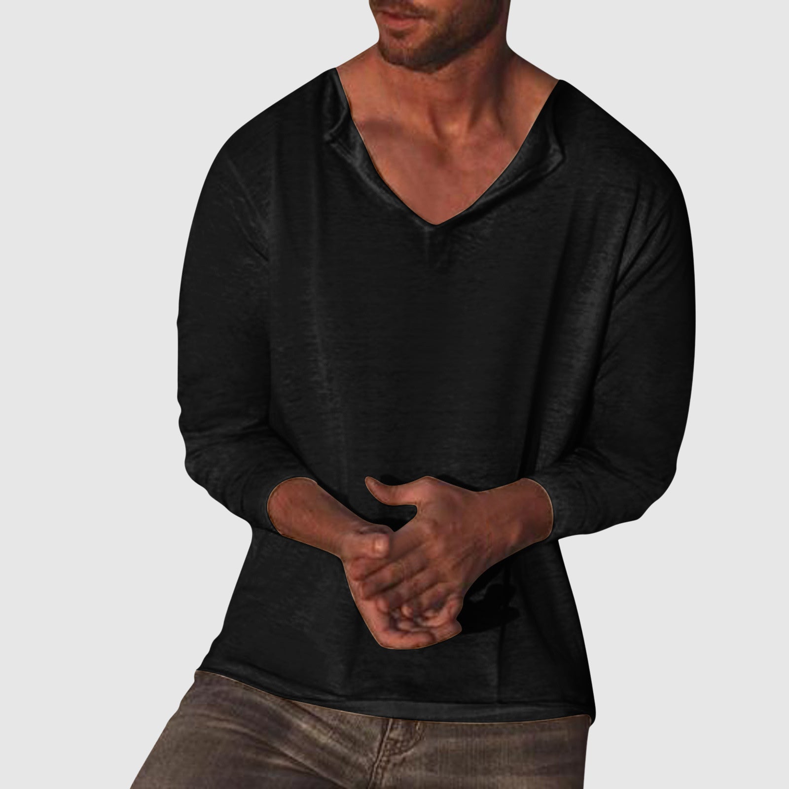 Heren Overhemd V-hals Casual Stijl 1