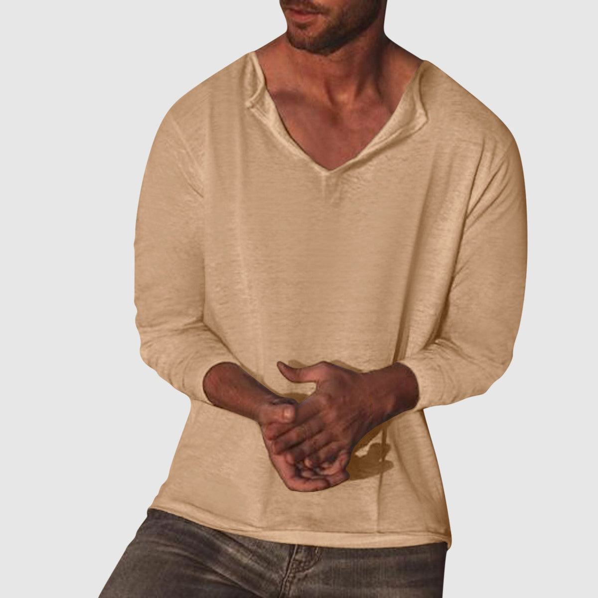 Heren Overhemd V-hals Casual Stijl 2