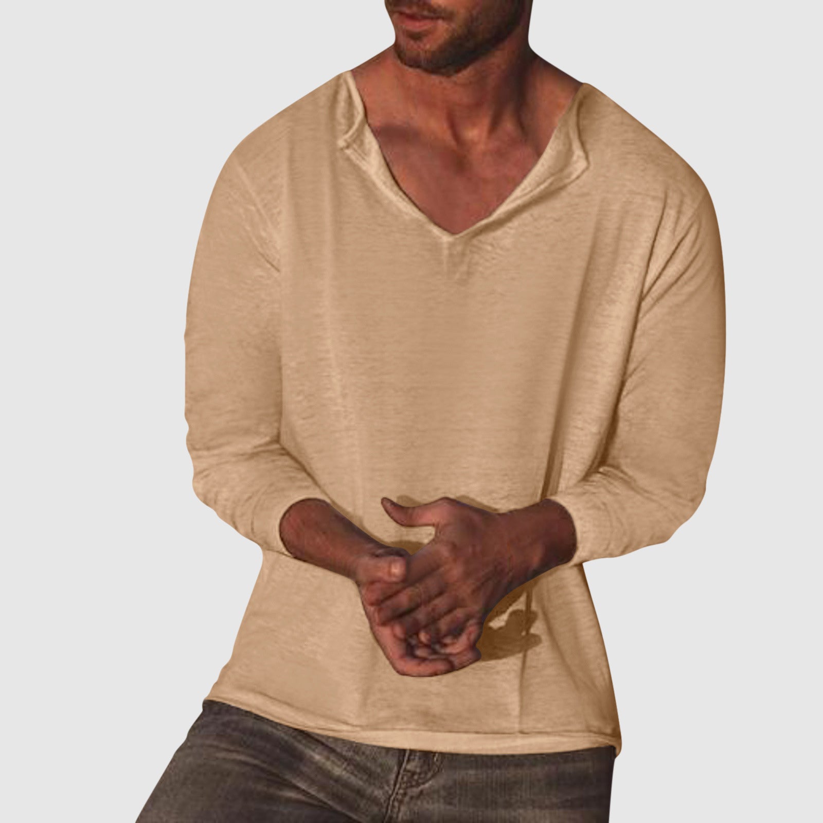 Heren Overhemd V-hals Casual Stijl 2