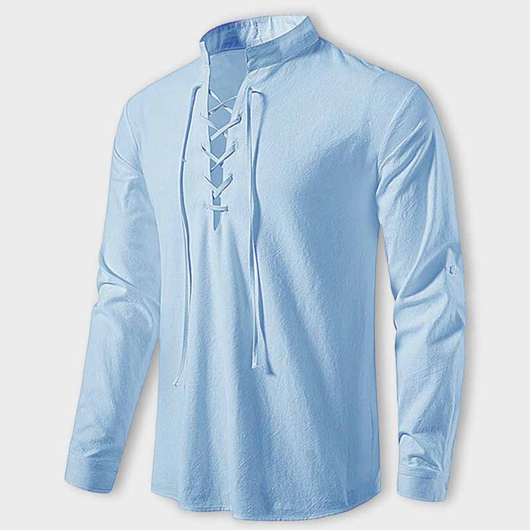 Heren Overhemd V-hals Casual Stijl 9