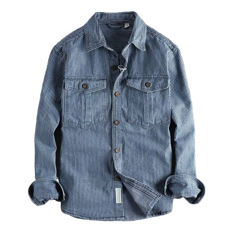 Heren Overhemd Vintage Denim Stijl 0