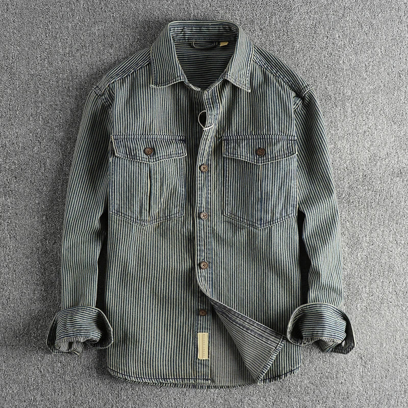 Heren Overhemd Vintage Denim Stijl 1