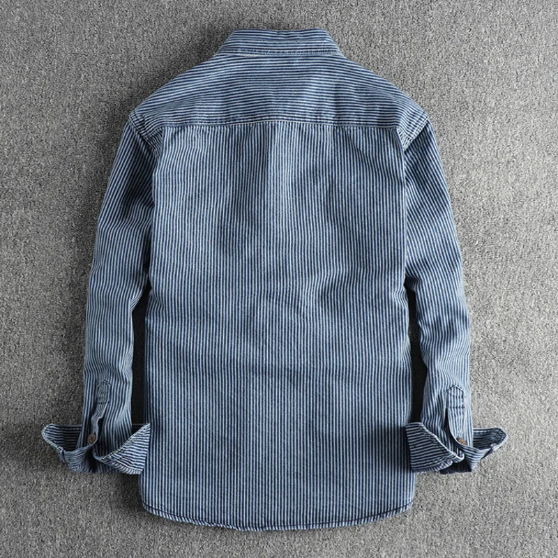 Heren Overhemd Vintage Denim Stijl 2