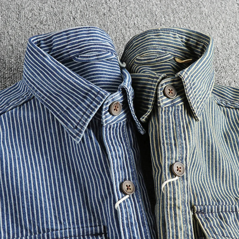 Heren Overhemd Vintage Denim Stijl 4
