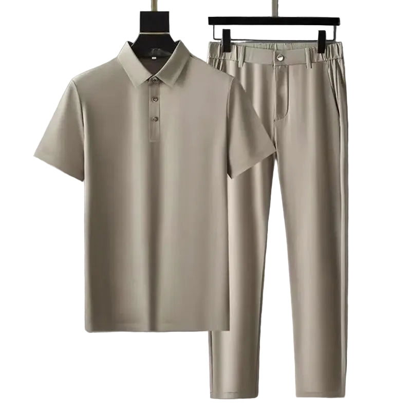 Heren Overhemd met Korte Mouwen en Verfijnde Broek 0