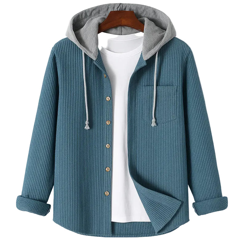 Heren Overshirt met Capuchon en Knoopsluiting 0