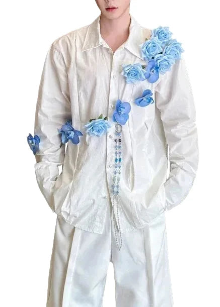Heren Oversized Blouse Met Bloemenprint Herfststijl 0
