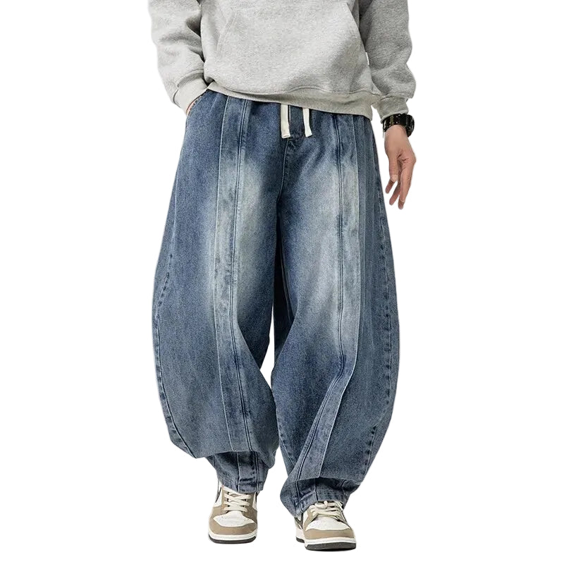 Heren Oversized Jeans met Taps Toelopende Manchetten 0