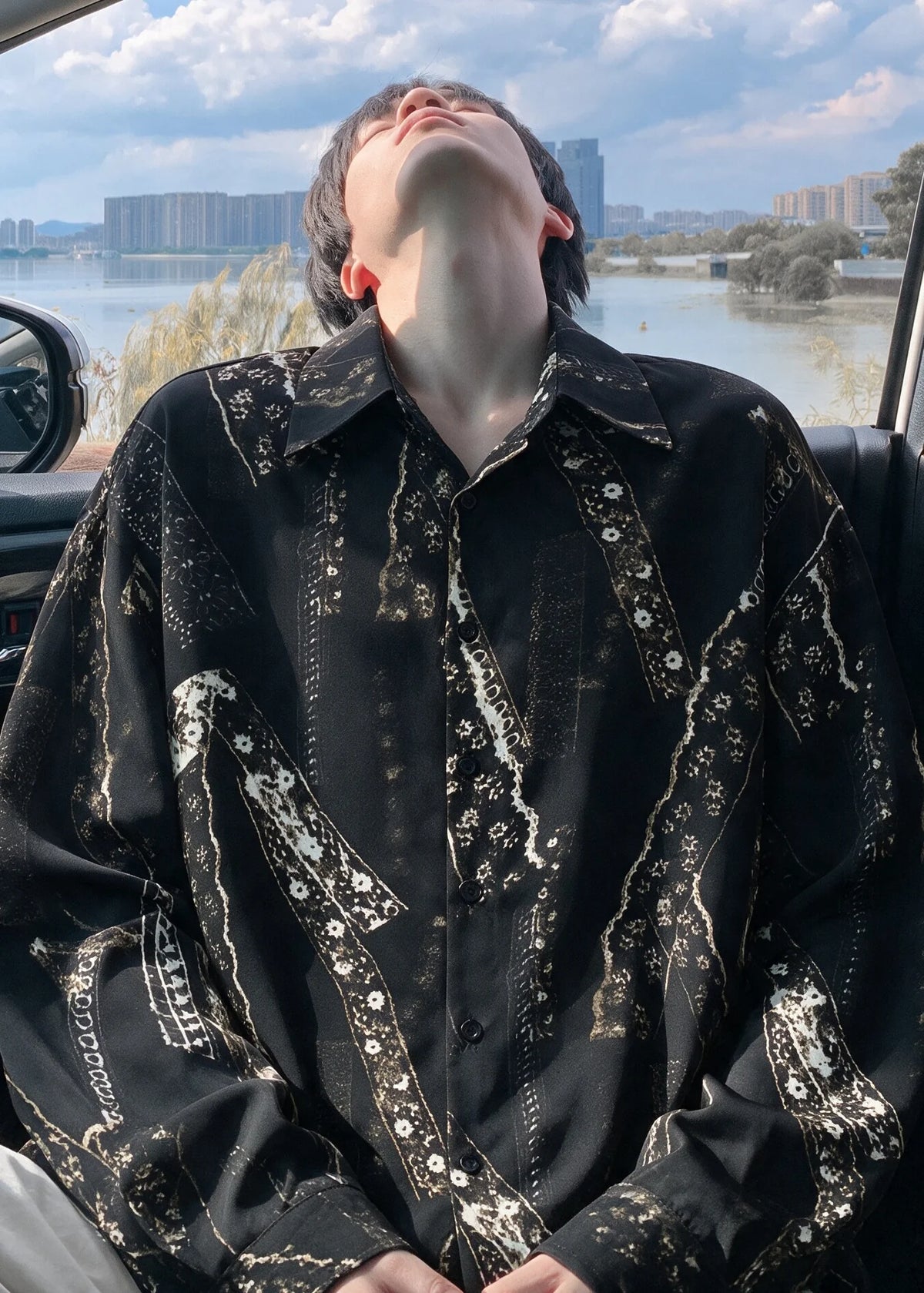 Heren Oversized Overhemd Met Print Modern Model 1