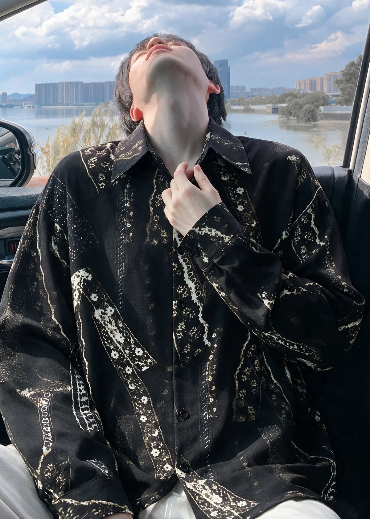 Heren Oversized Overhemd Met Print Modern Model 3