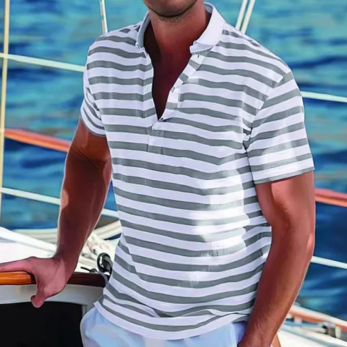 Heren Polo Retro Gestreept 0