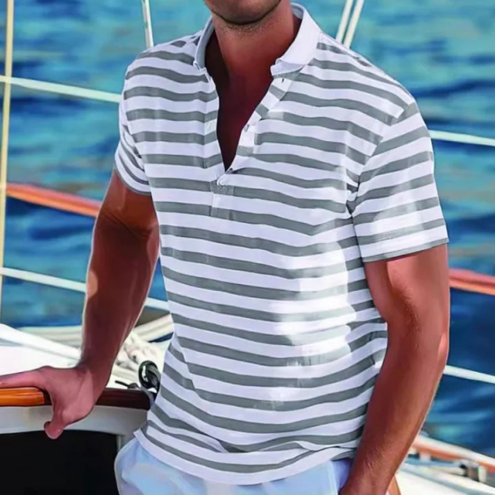 Heren Polo Retro Gestreept 0