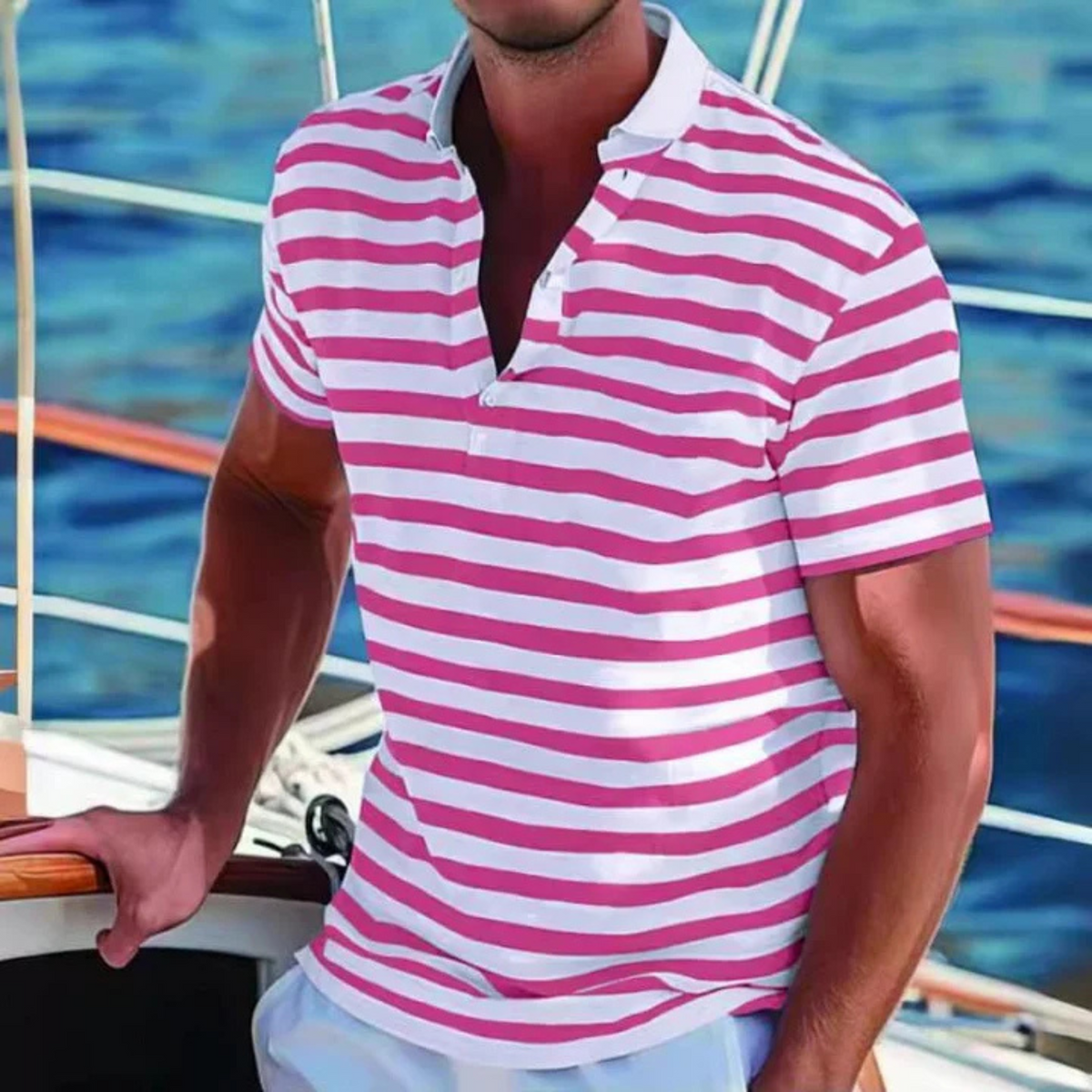 Heren Polo Retro Gestreept 3